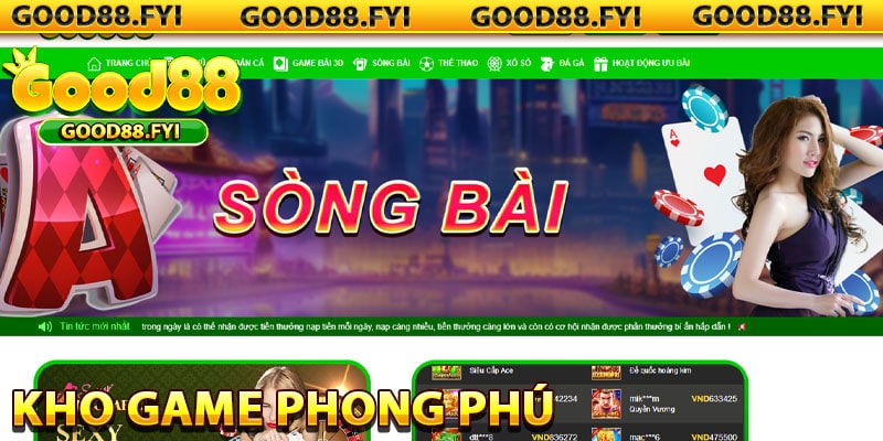 Kho game phong phú và đa dạng